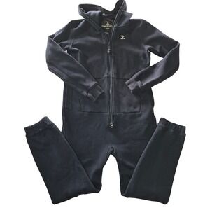 ONEPIECE Kids Black Full Zip Hooded Onesie Jumpsuit Size 12